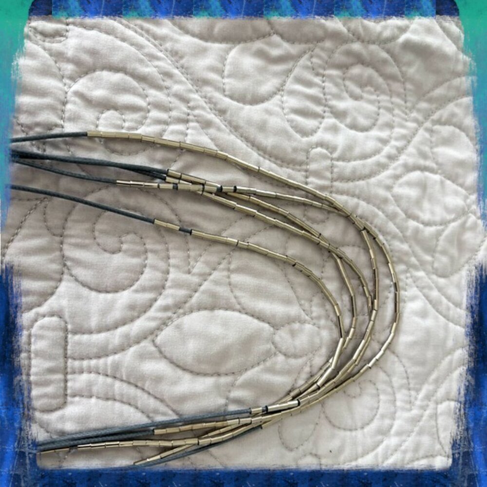 Elegant 5 Strand Gray and Silver 17-inch Silicone Cord Necklace - Picture 12 of 14